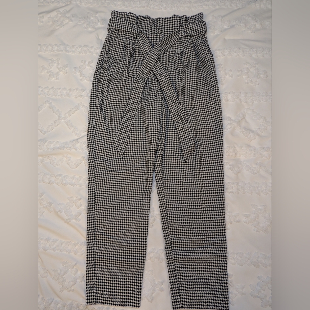 H&M Black and White Houndstooth Trouser Pants Size 6